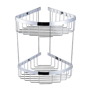 2-Tier Chrome Corner Bathroom Shelf with Wire Baskets