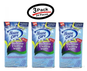 24 Pcs House Care Handy Wipes Multi Purpose Reusable Cleaning Cloth (3 Pack)