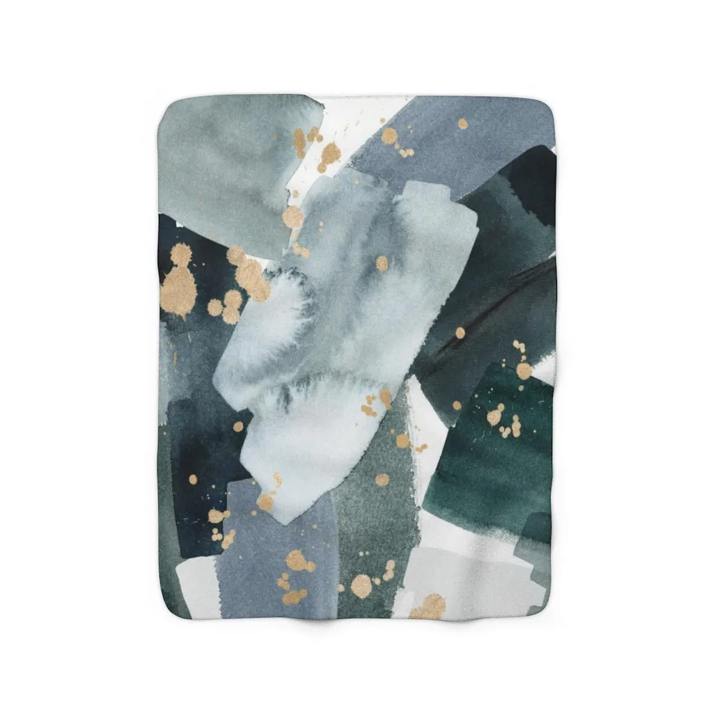 Abstract Comfy Blanket | Forest Green White Gold