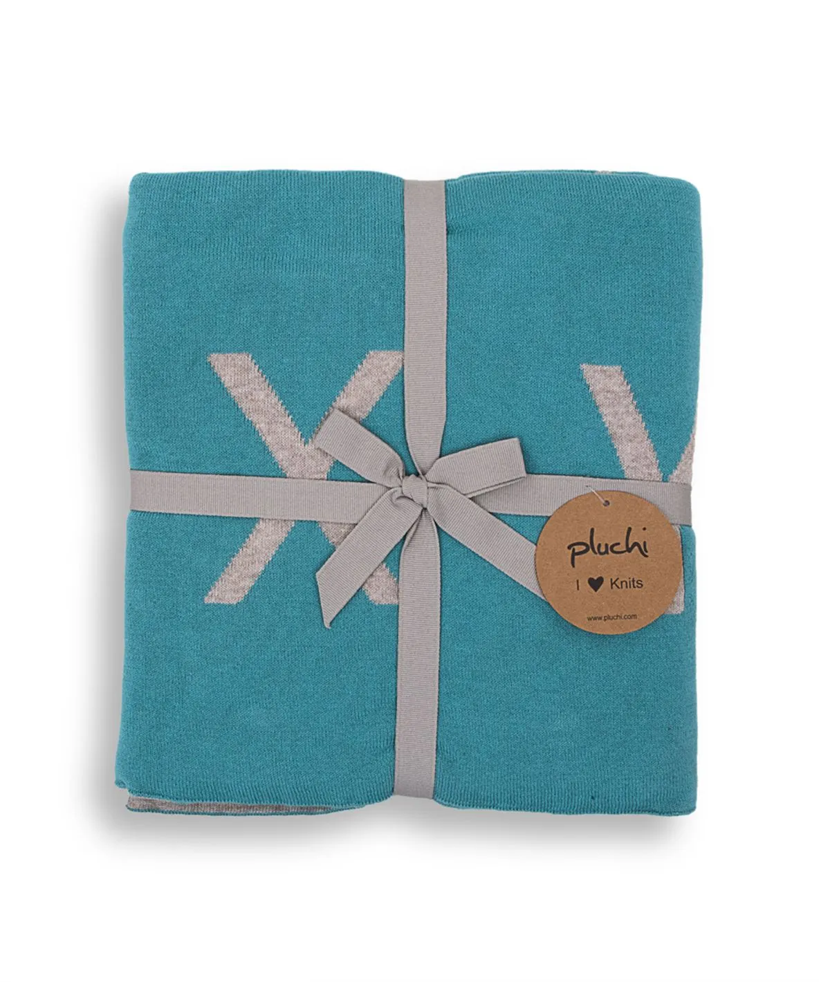 Alphabets Tiffany Blue Color Cotton Knitted Throw / Ac Blanket For Kids For Use In All Seasons