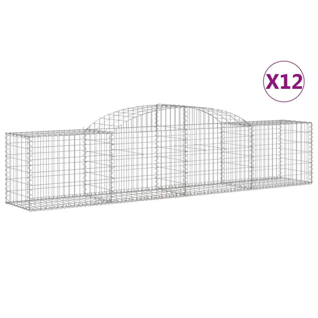 Arched Gabion Baskets 12 pcs 300x50x60/80 cm Galvanised Iron