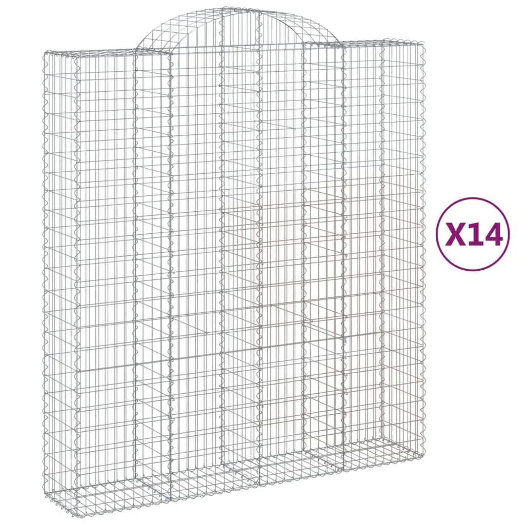 Arched Gabion Baskets 14 pcs 200x50x220/240 cm Galvanised Iron