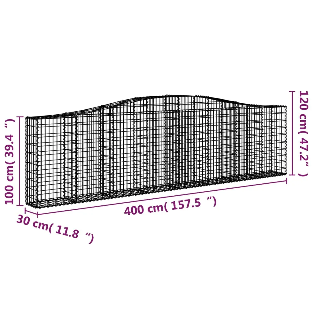 Arched Gabion Baskets 25 pcs 400x30x100/120 cm Galvanised Iron