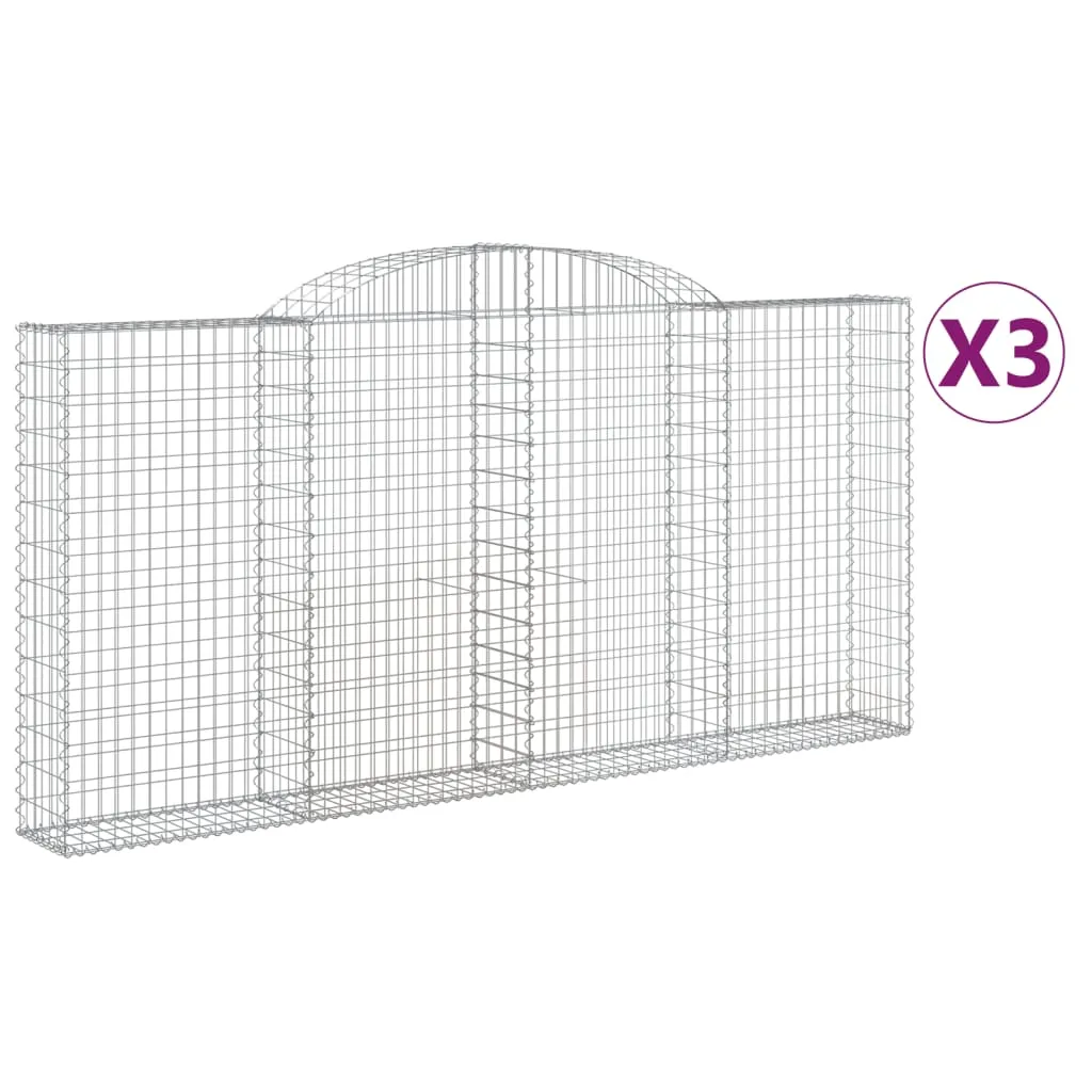 Arched Gabion Baskets 3 pcs 300x30x140/160 cm Galvanised Iron