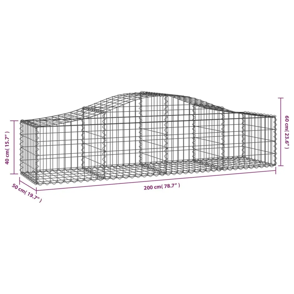 Arched Gabion Baskets 30 pcs 200x50x40/60 cm Galvanised Iron