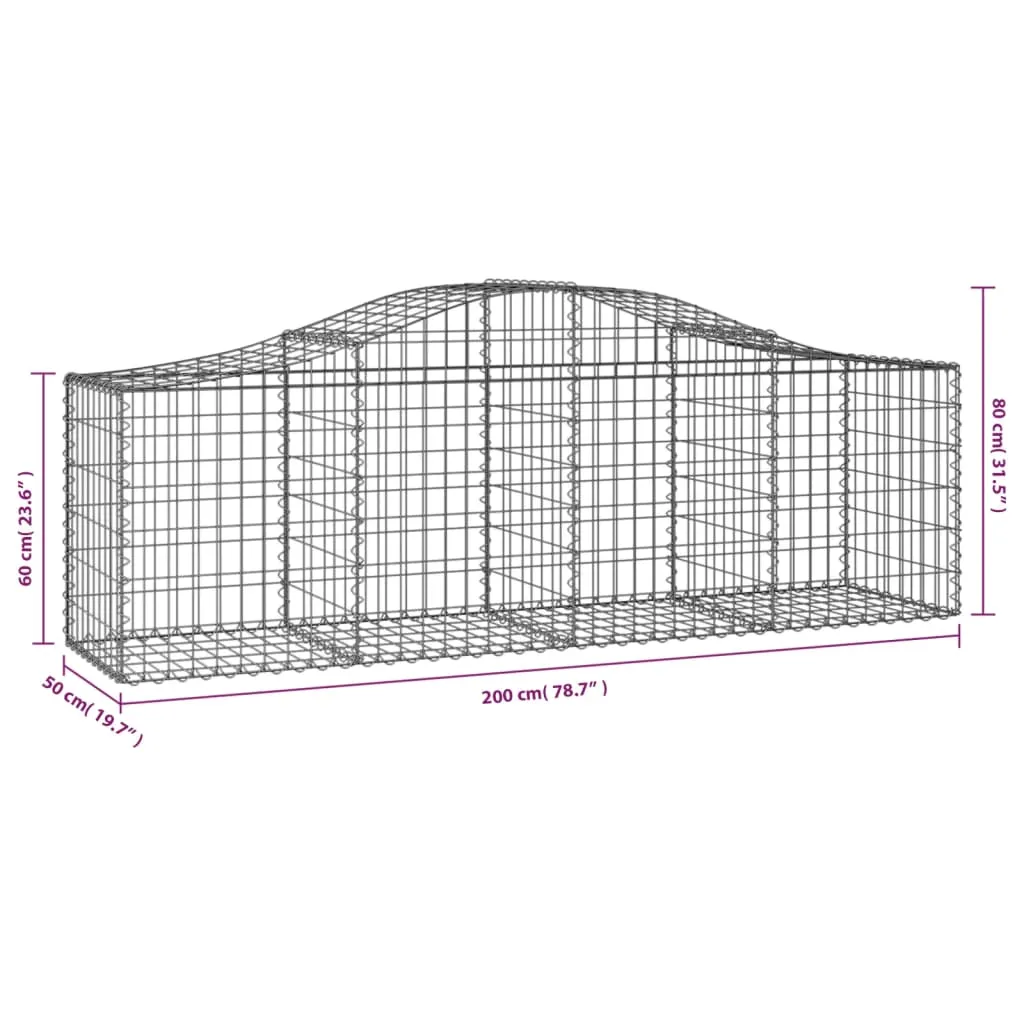 Arched Gabion Baskets 30 pcs 200x50x60/80 cm Galvanised Iron