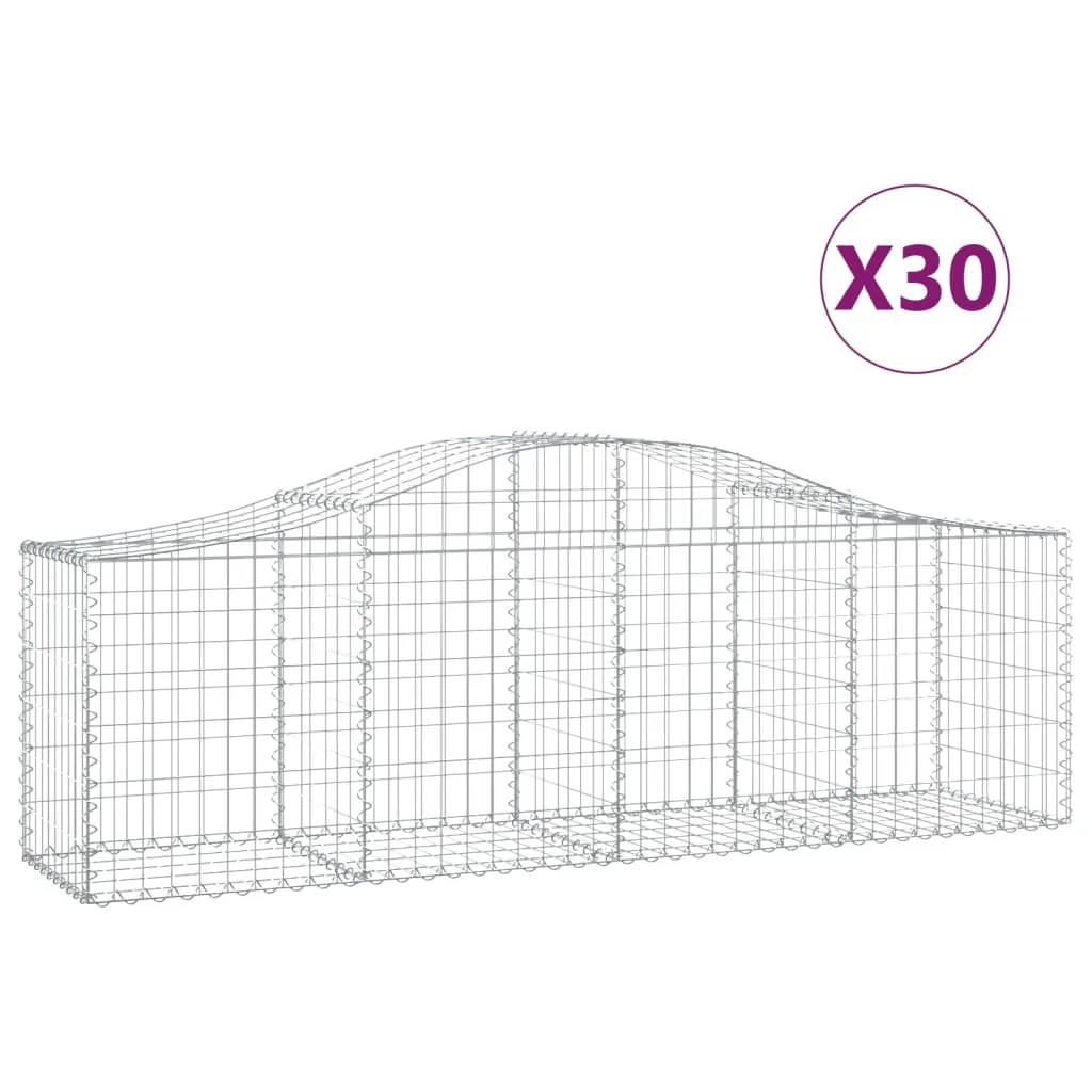 Arched Gabion Baskets 30 pcs 200x50x60/80 cm Galvanised Iron