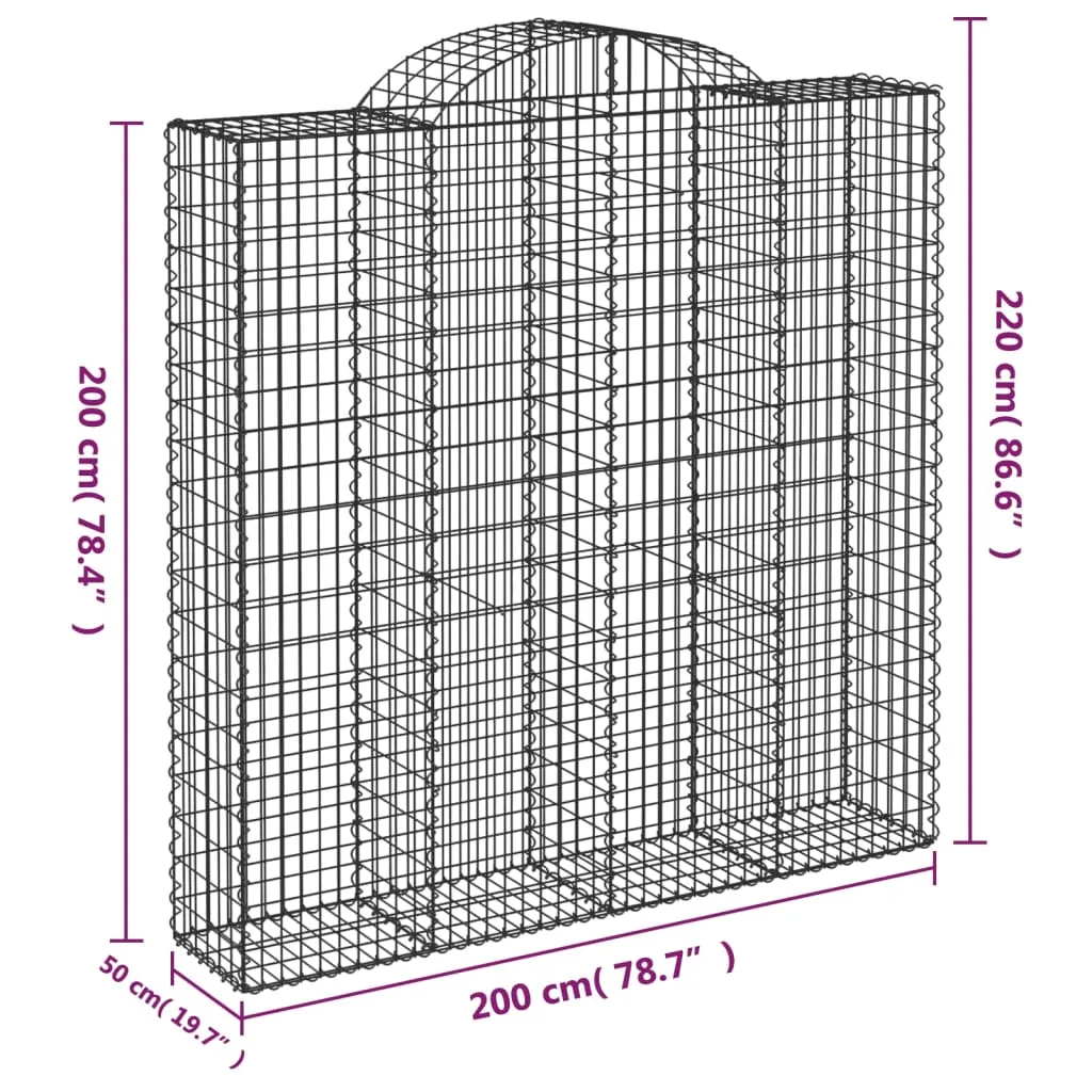 Arched Gabion Baskets 4 pcs 200x50x200/220 cm Galvanised Iron