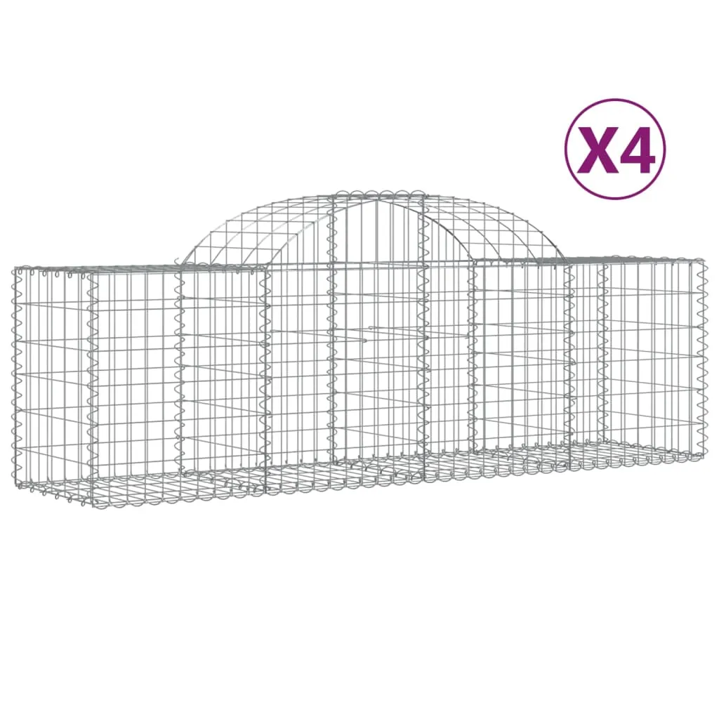 Arched Gabion Baskets 4 pcs 200x50x60/80 cm Galvanised Iron