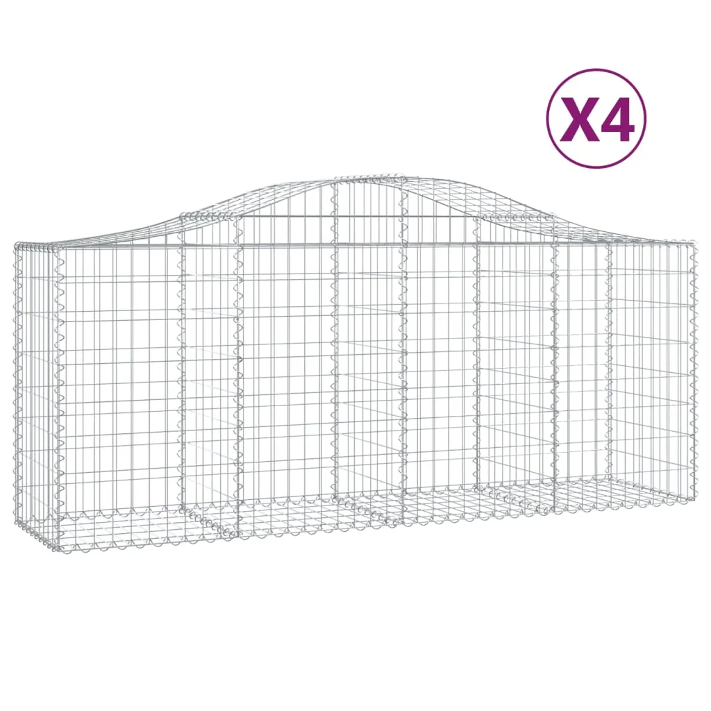 Arched Gabion Baskets 4 pcs 200x50x80/100 cm Galvanised Iron