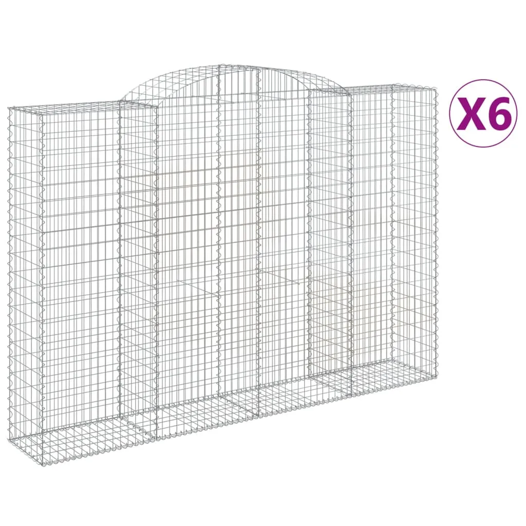 Arched Gabion Baskets 6 pcs 300x50x200/220 cm Galvanised Iron