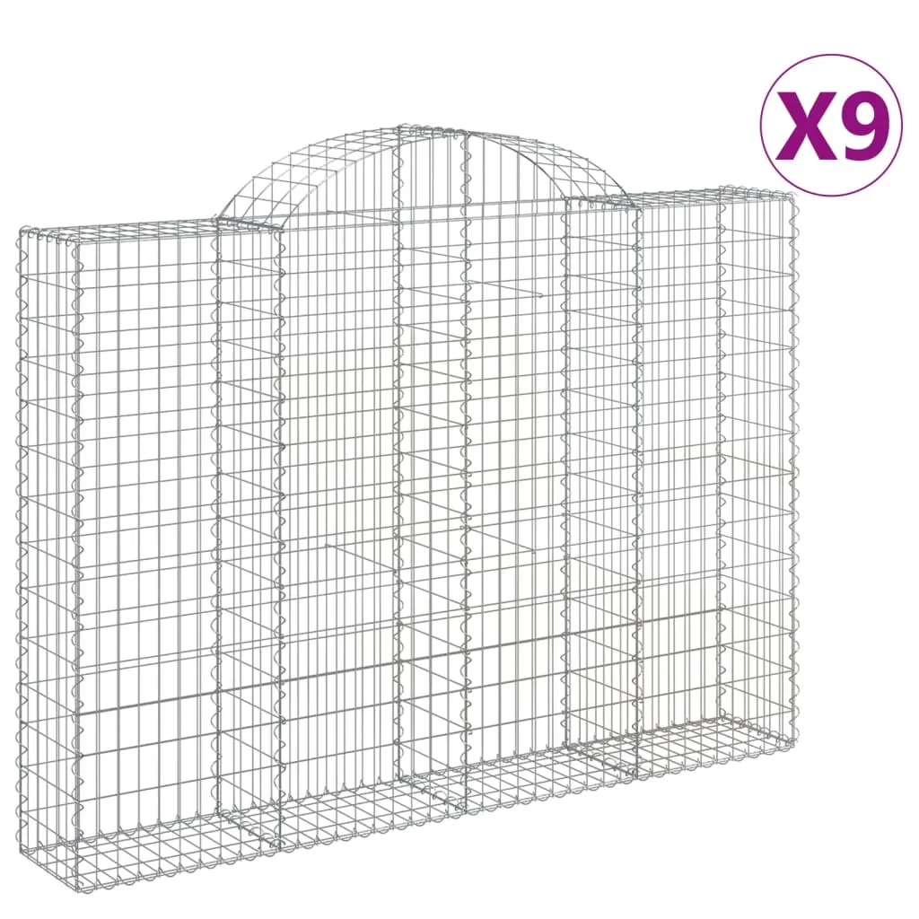 Arched Gabion Baskets 9 pcs 200x30x140/160 cm Galvanised Iron