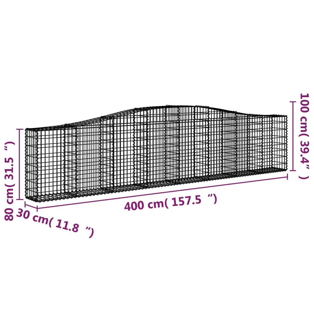 Arched Gabion Baskets 9 pcs 400x30x80/100 cm Galvanised Iron