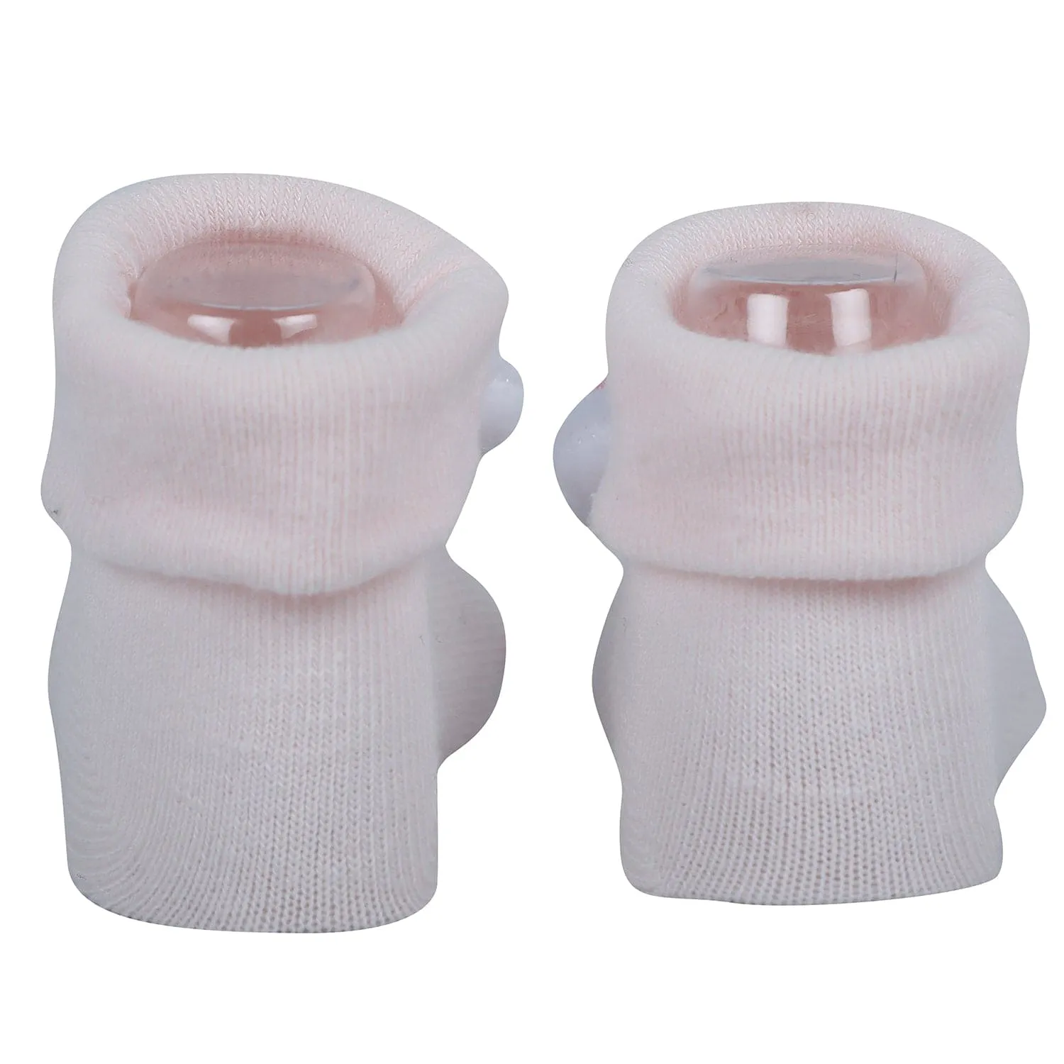 Baby Moo Bird And Puppy 3D Rattle Anti-Skid Socks Booties Pack of 2 - Yellow, Pink