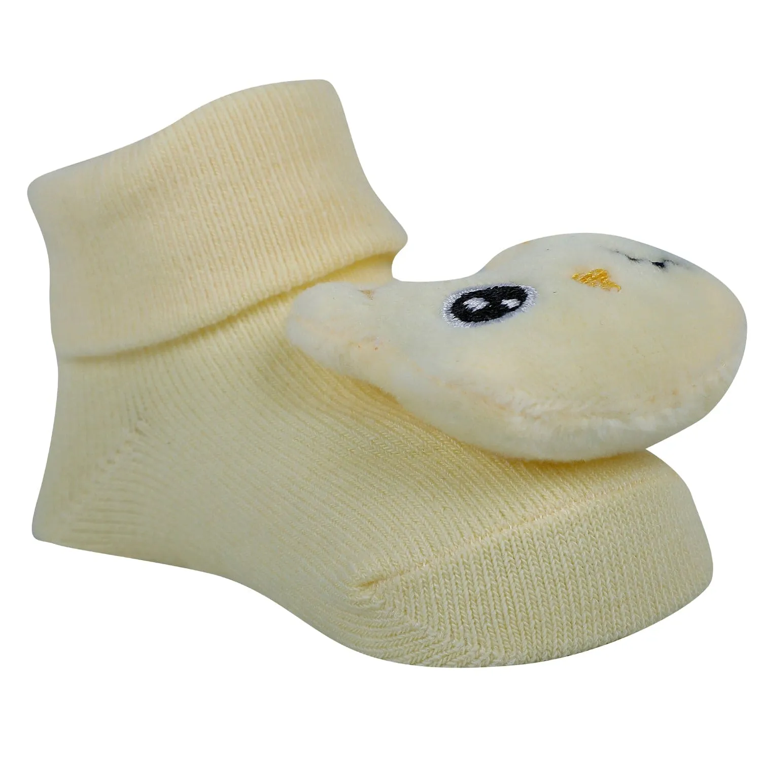 Baby Moo Bird And Puppy 3D Rattle Anti-Skid Socks Booties Pack of 2 - Yellow, Pink