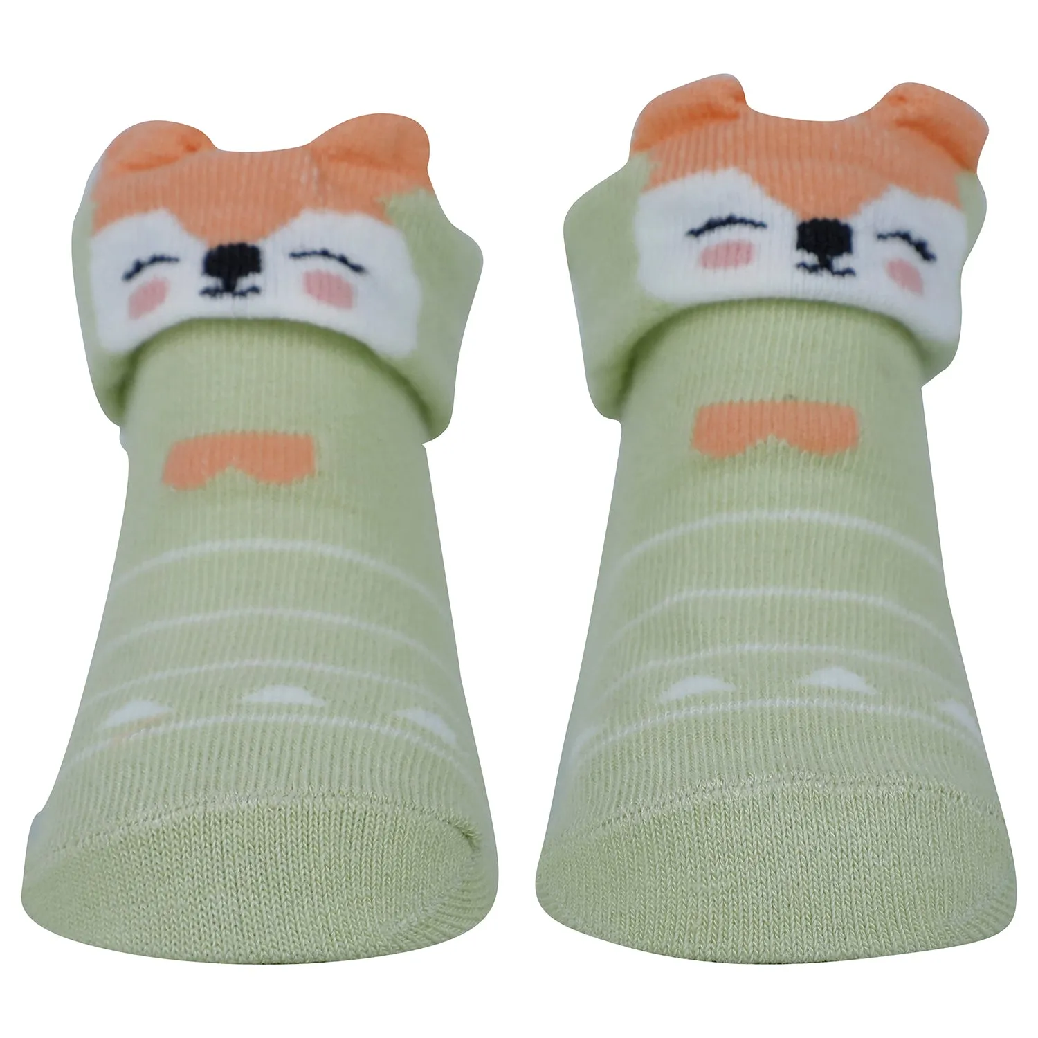 Baby Moo Fox 3D Anti-Skid Socks Booties Pack of 3 - Multicolour