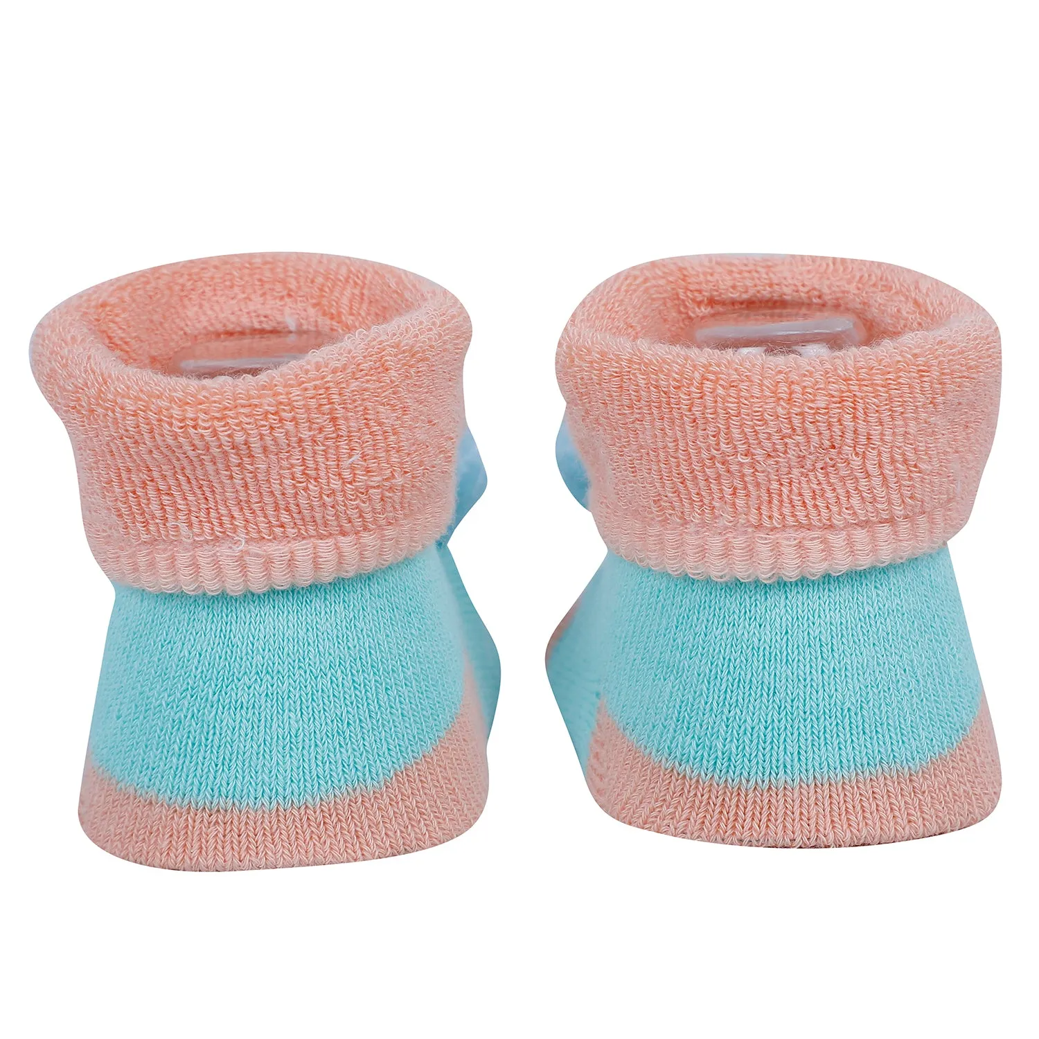 Baby Moo Kitty And Rabbit 3D Rattle Anti-Skid Socks Booties Pack of 2 - Orange, Pink