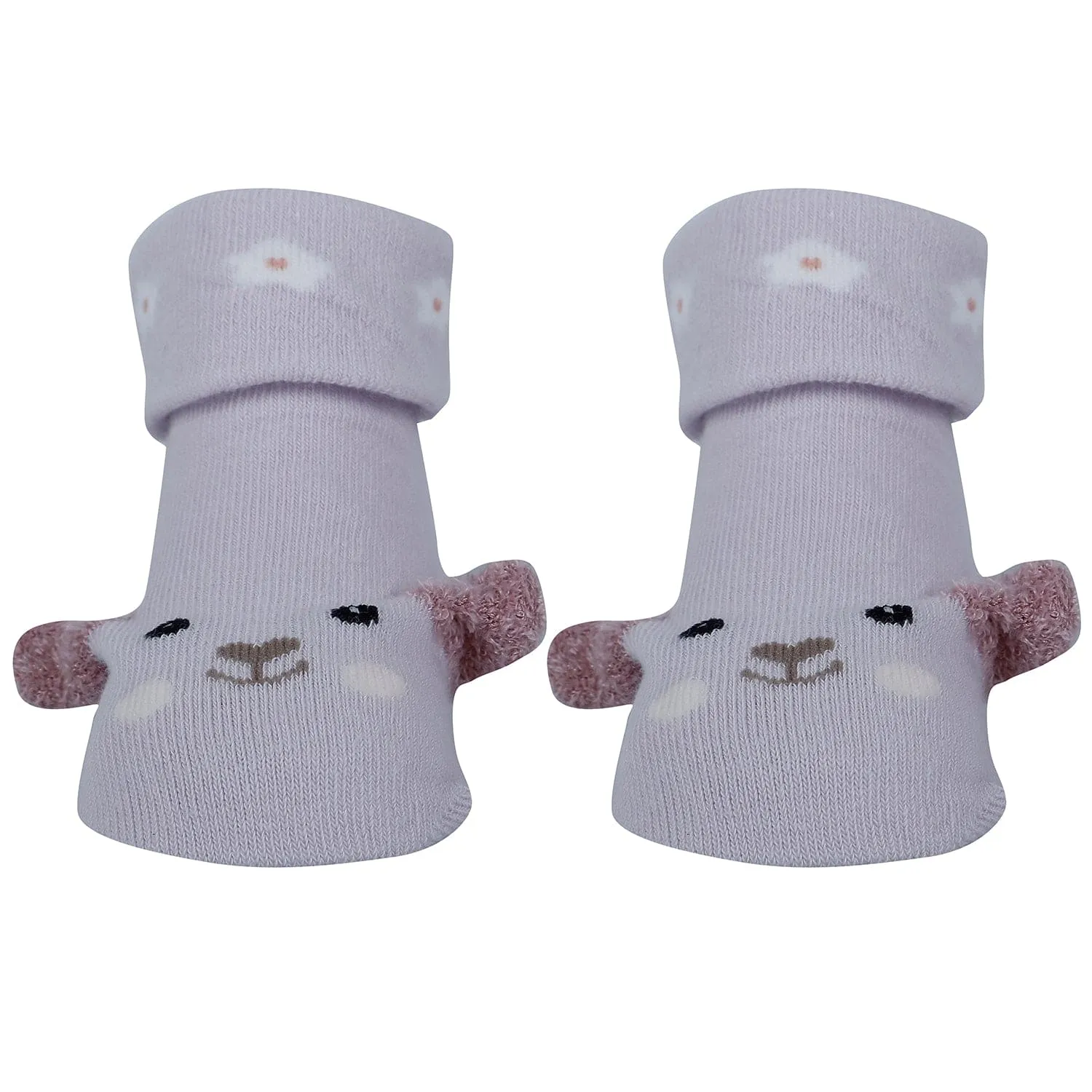 Baby Moo Puppy 3D Anti-Skid Socks Booties Pack of 3 - Pink