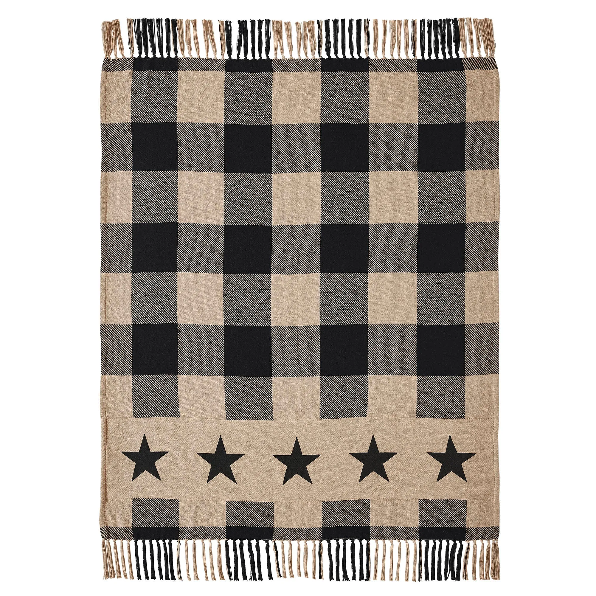 Black Check Star Woven Throw 50x60