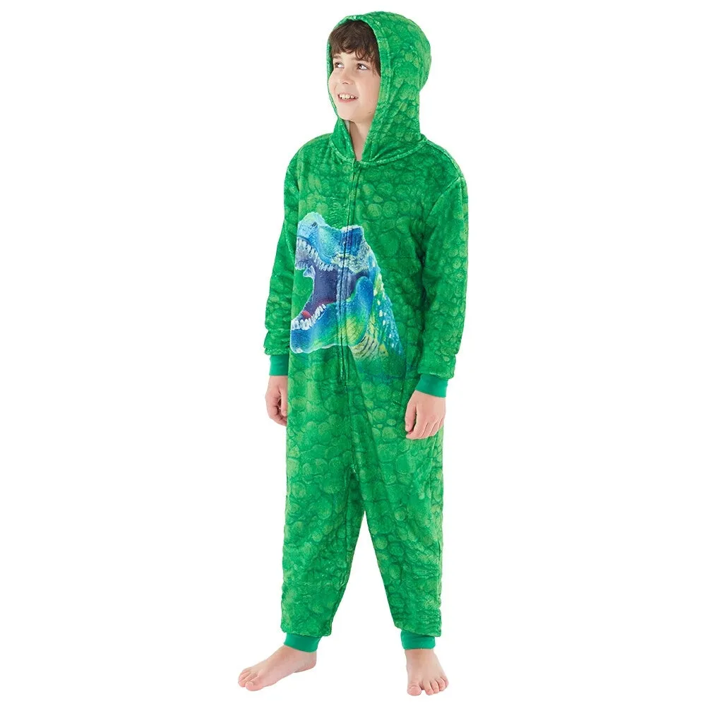 Boys Green Digital Print Dinosaur Onesie