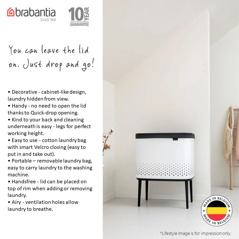 Brabantia Bo Laundry Bin, 60 L, Plastic Lid