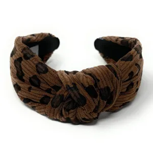 Brown Leopard Print Knot Headband