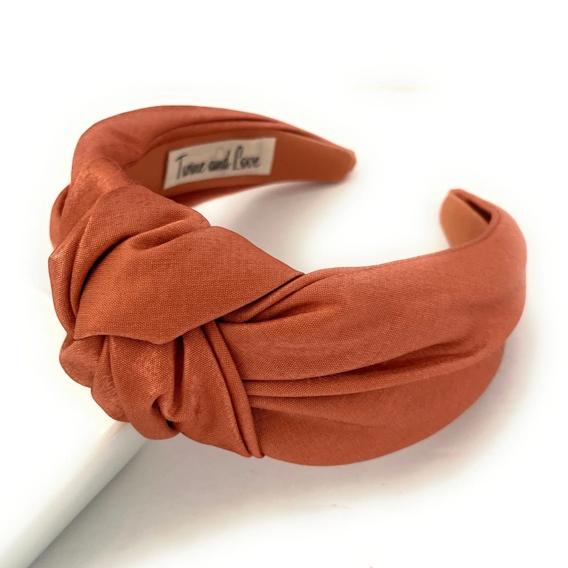 Burnt Orange Wide Shimmer Top Knot Headband