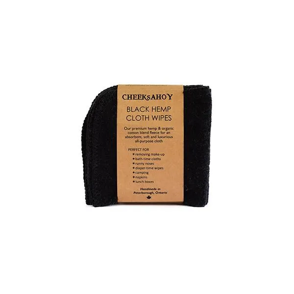 Cheeks Ahoy - Hemp Cloth Wipes Black 5 Piece