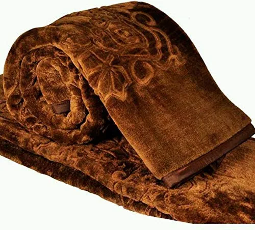 Cloth Fusion Celerrio Mink Double Bed Blanket for Winter-Chocolate Brown