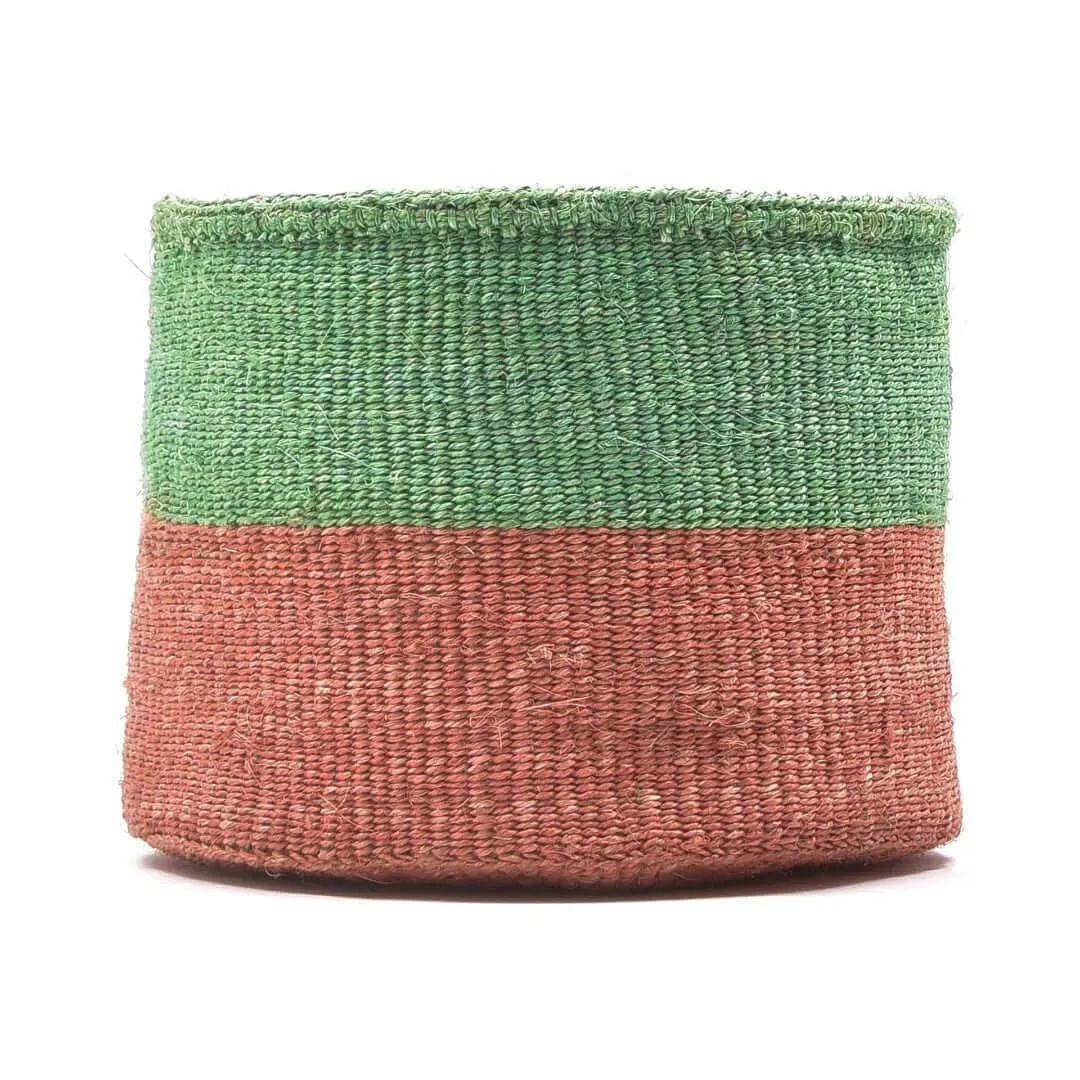 Coral & Green Sisal Basket