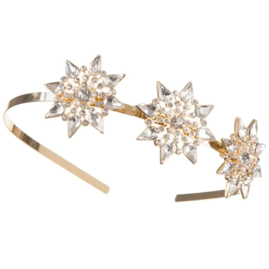 David Tutera™ Gold Metal Bridal Headband with 3 Starburst Embellishments