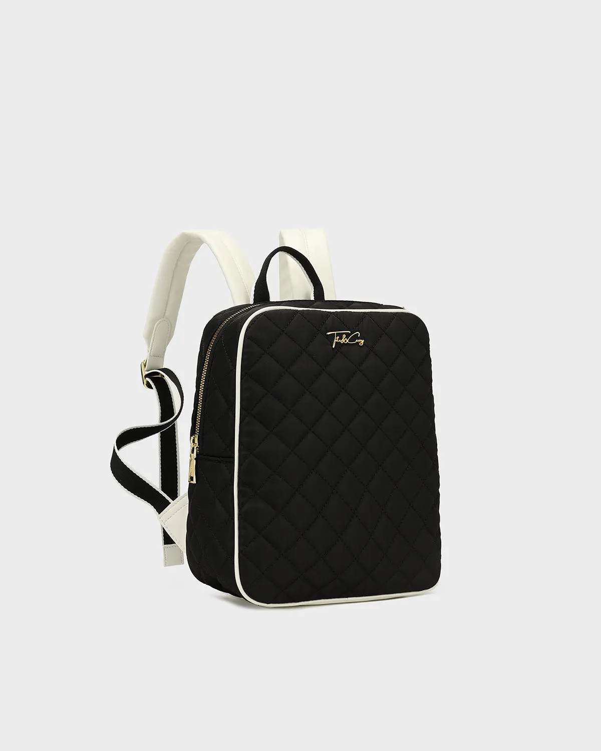 Diamond Stitch Backpack in Black