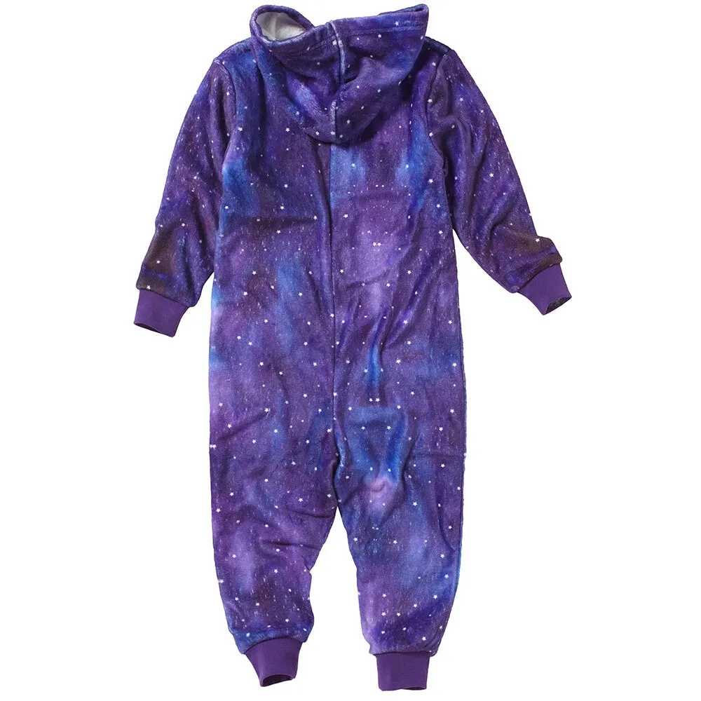 Girls Purple Digital Print Unicorn Onesie