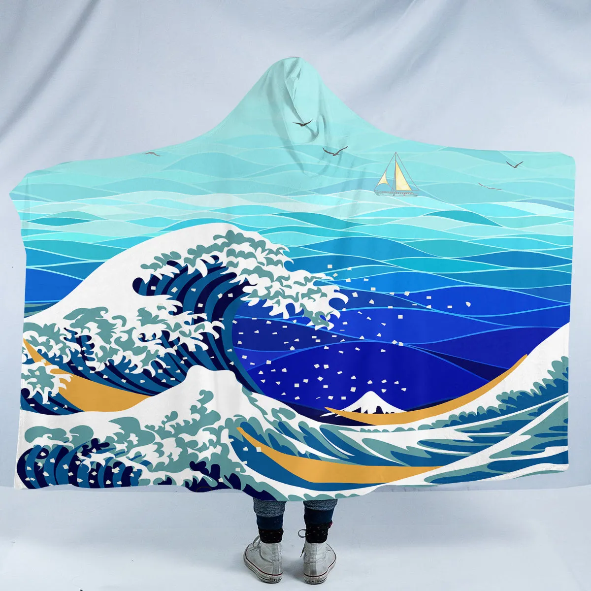 Great Wave Cozy Hooded Blanket