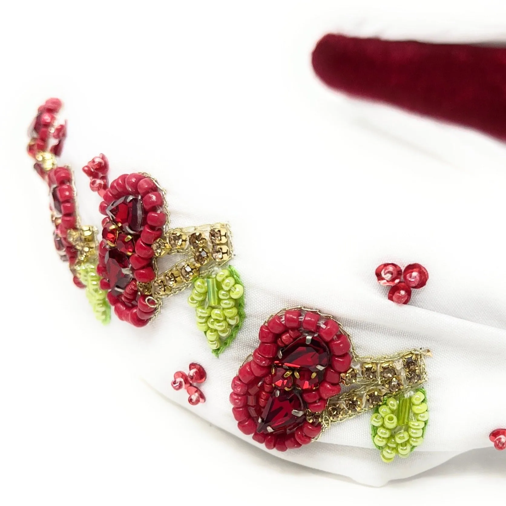 Hand Bead Cherry Knot Headband