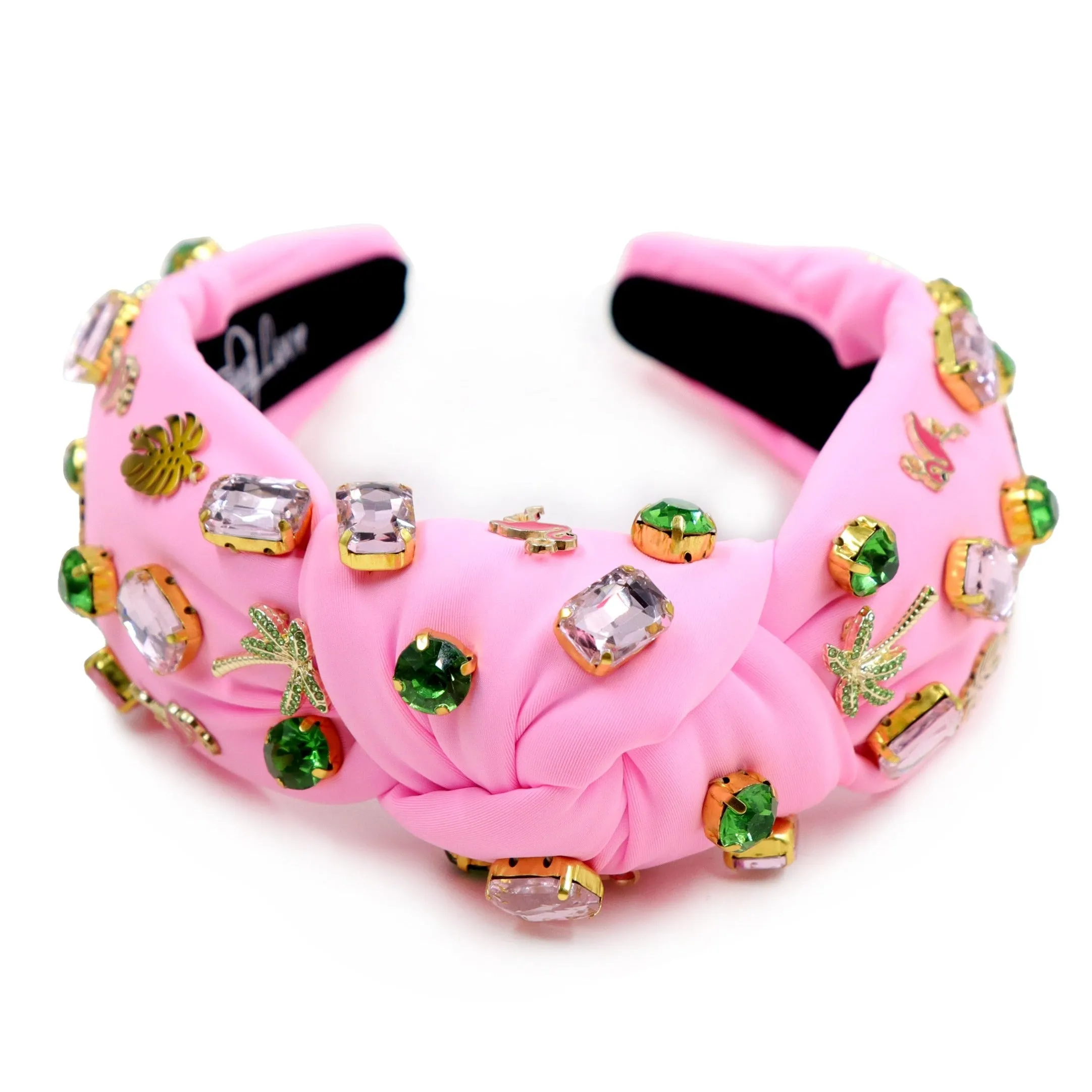 Hand Sewn Flamingo Jeweled Knot Headband