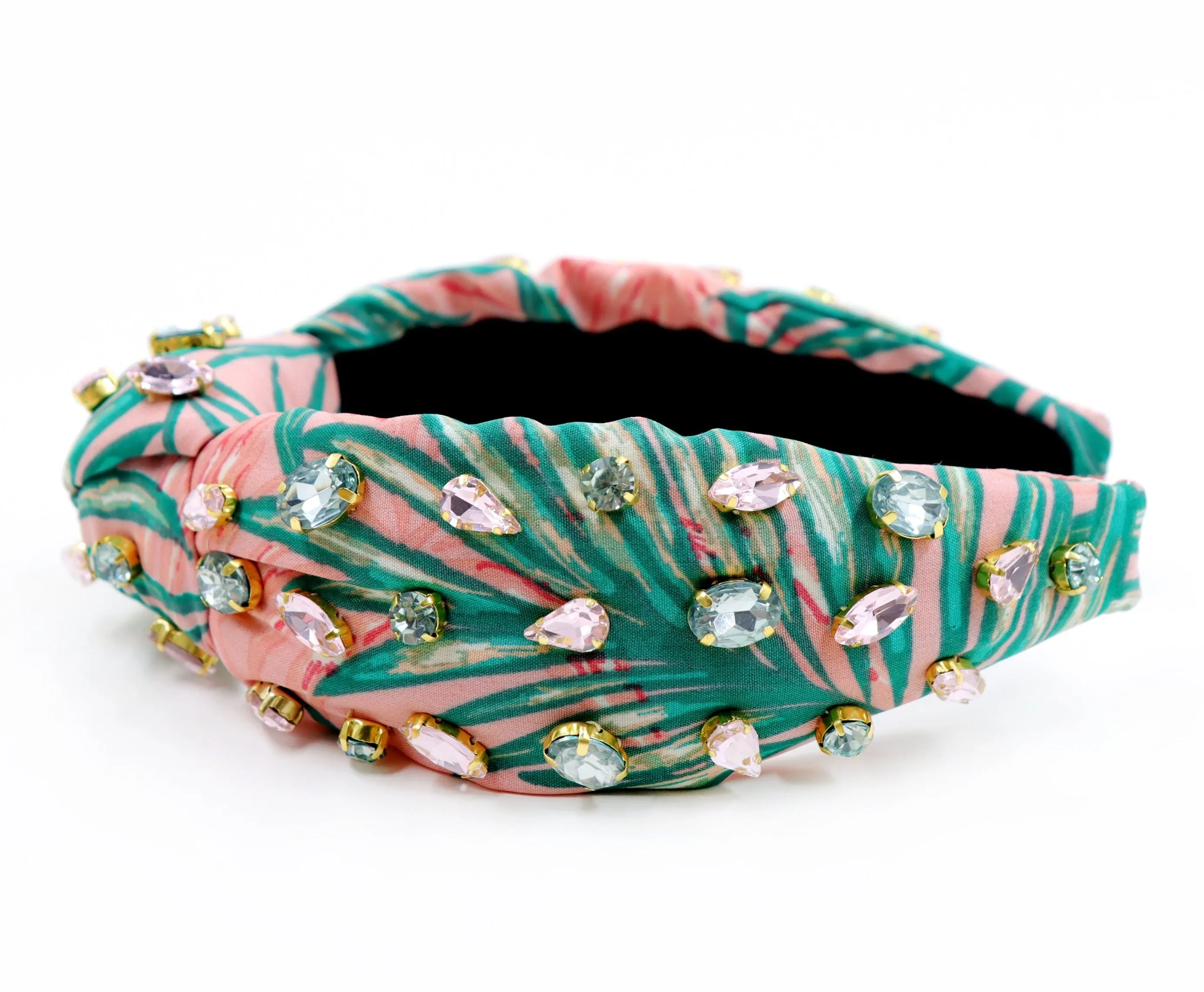 Hand Sewn Tropical Jeweled Knot Headband