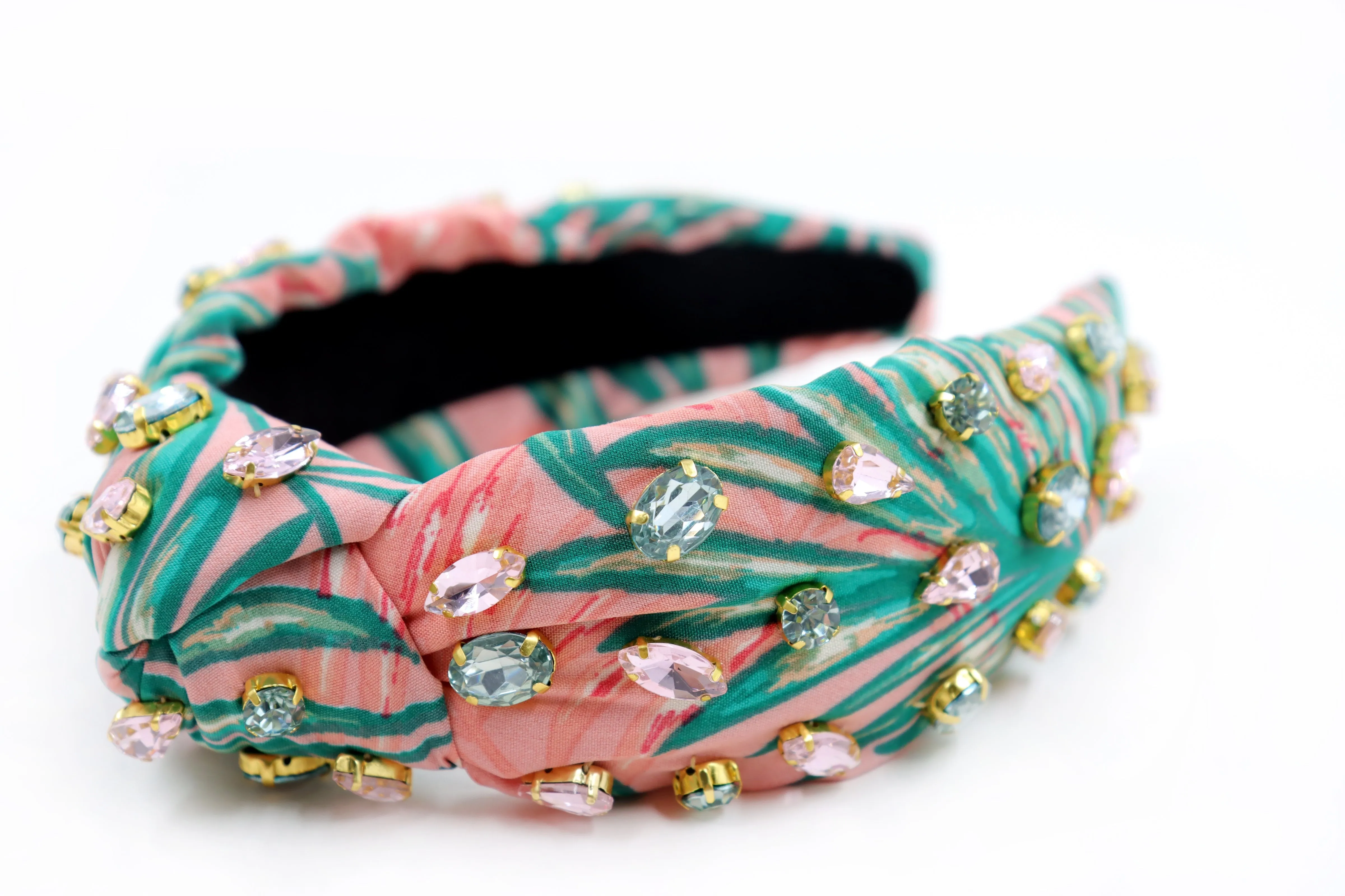 Hand Sewn Tropical Jeweled Knot Headband