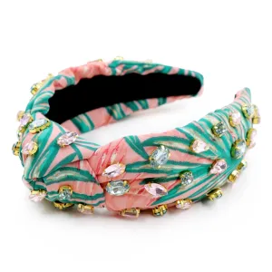 Hand Sewn Tropical Jeweled Knot Headband