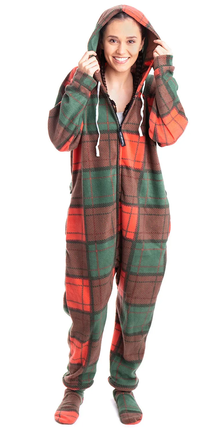 Holiday Plaid Onesie - Detachable Feet