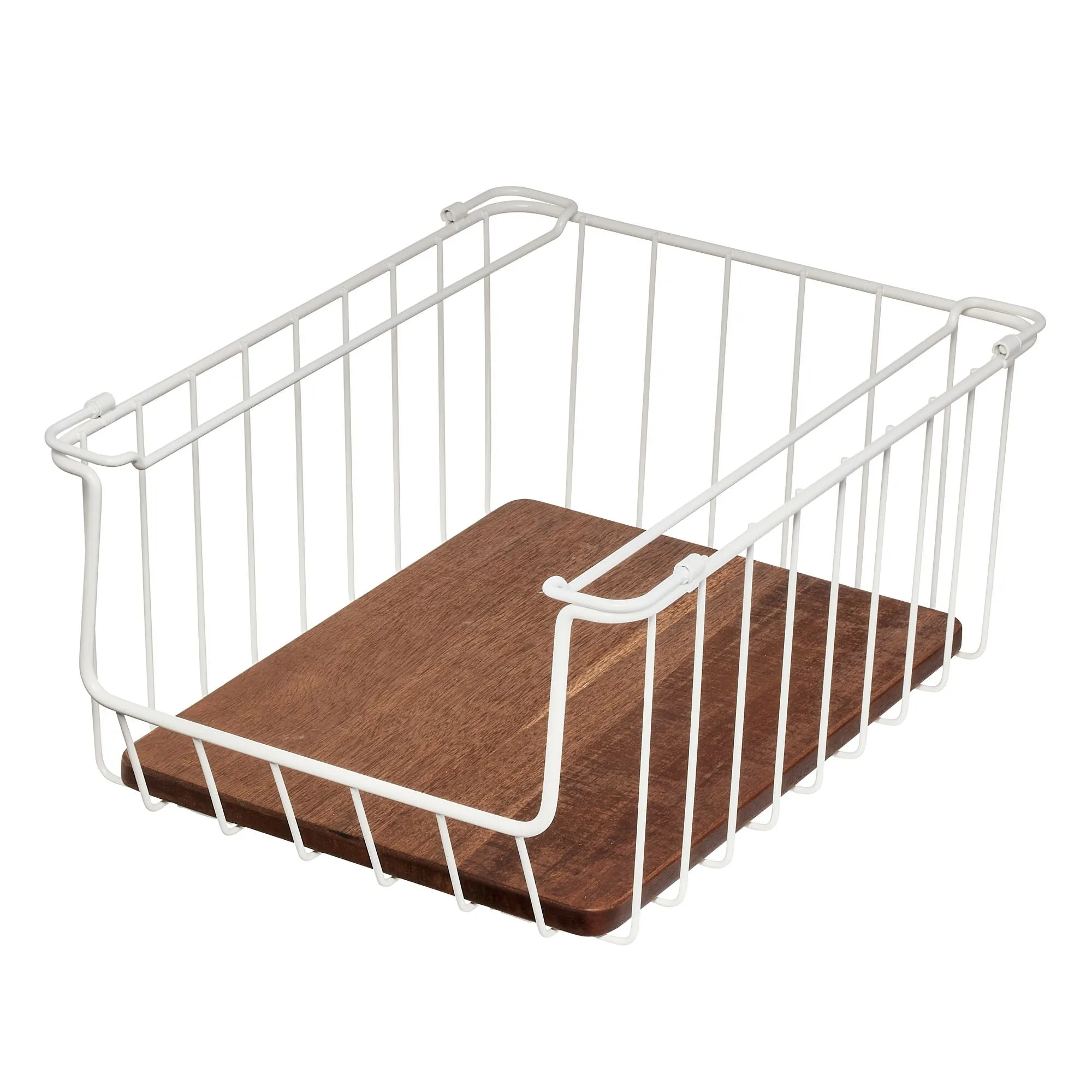 iDesign Open Wire Basket Acacia Wood