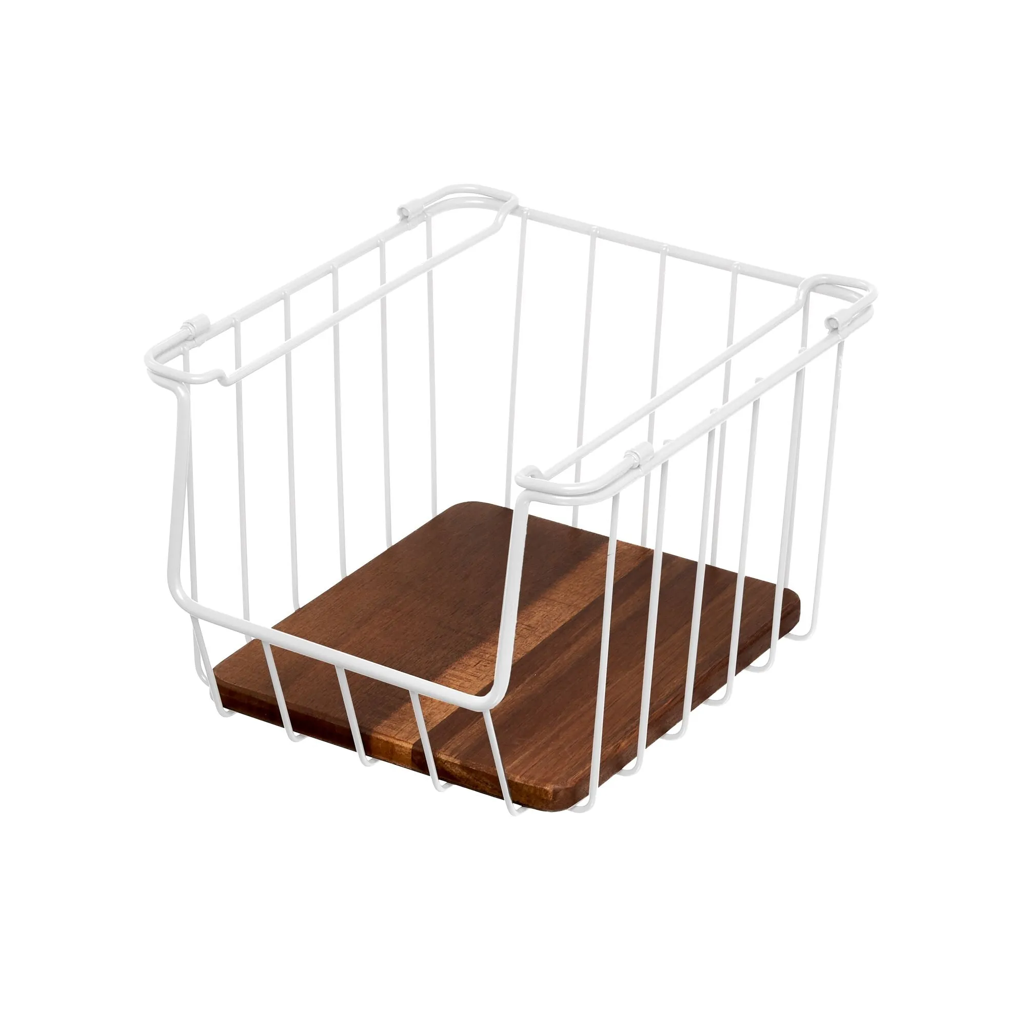 iDesign Open Wire Basket Acacia Wood