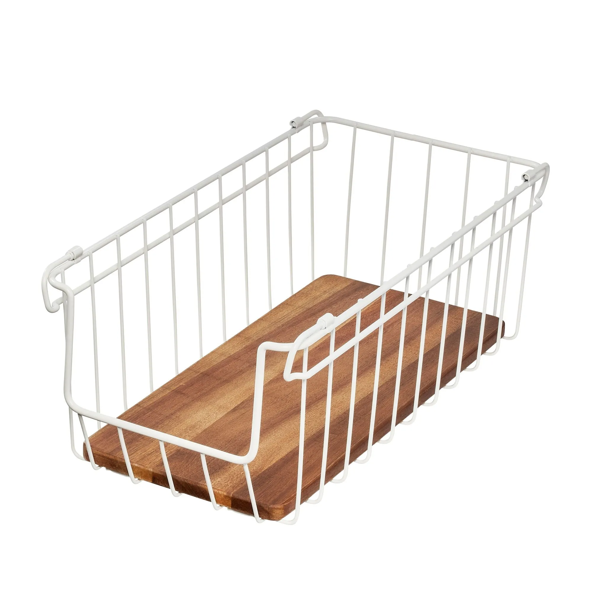 iDesign Open Wire Basket Acacia Wood