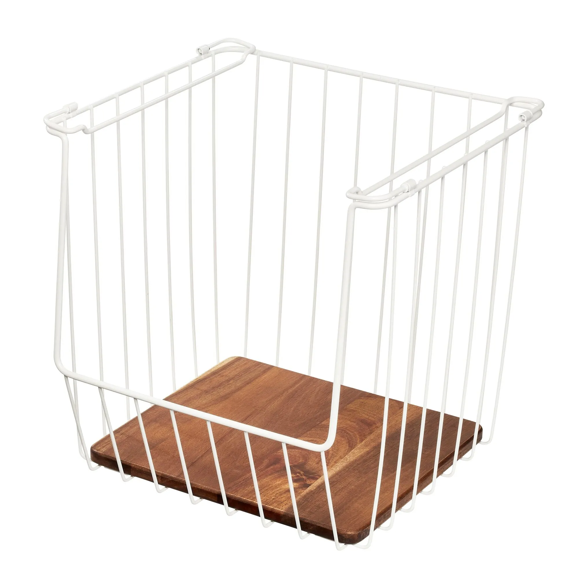 iDesign Open Wire Basket Acacia Wood