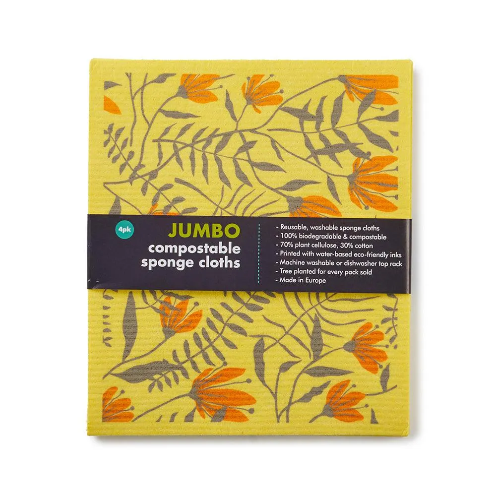 Jumbo Compostable Sponge Cleaning Cloths 4 Pack