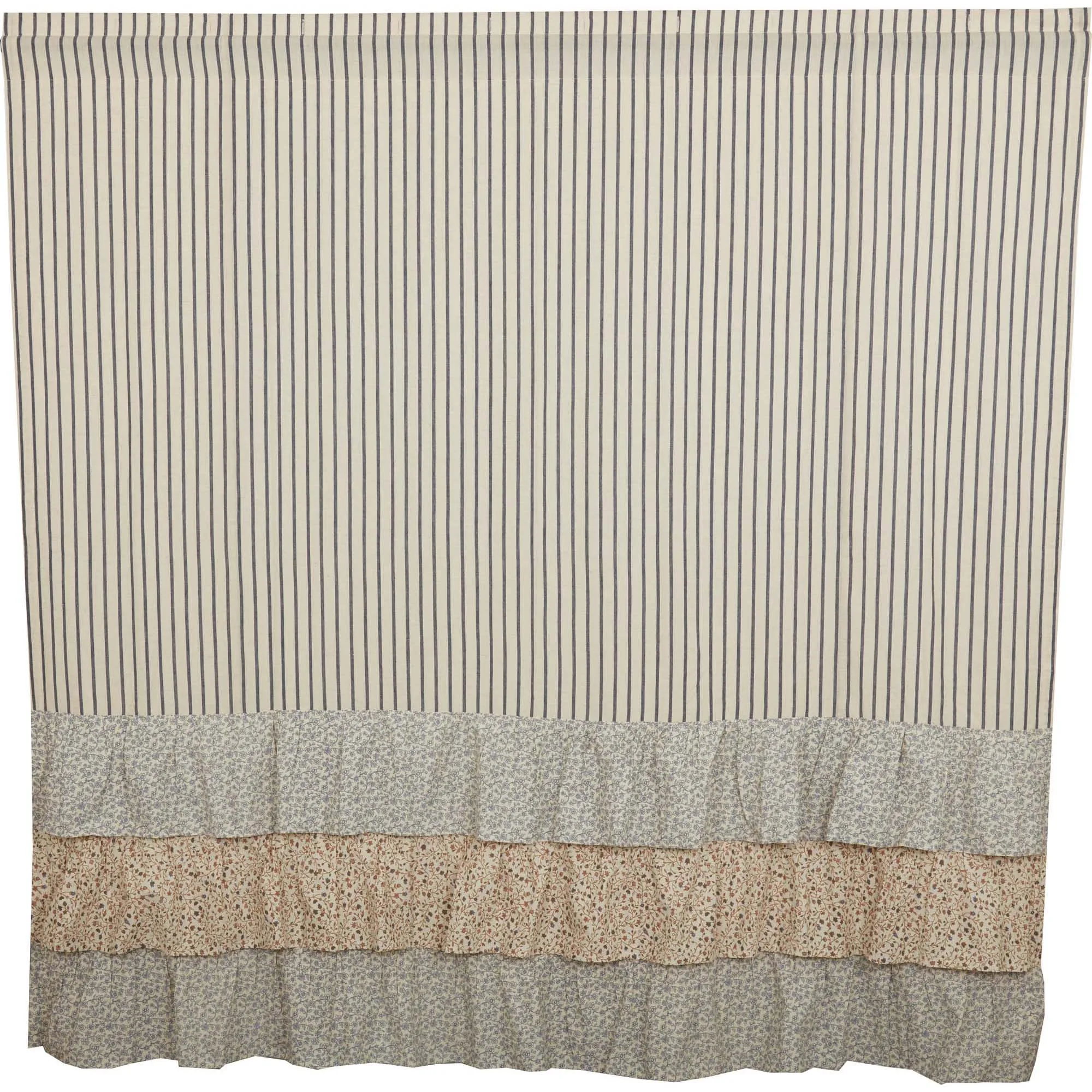 Kaila Blue Stripe Ruffled Shower Curtain