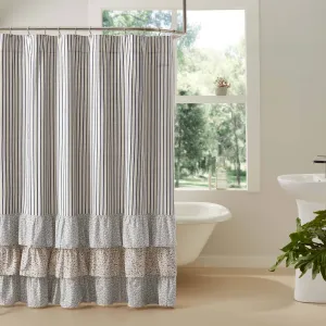 Kaila Blue Stripe Ruffled Shower Curtain