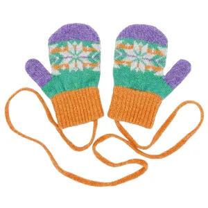 Kids' Mint & Lilac Fair Isle Lambswool Mittens on a String