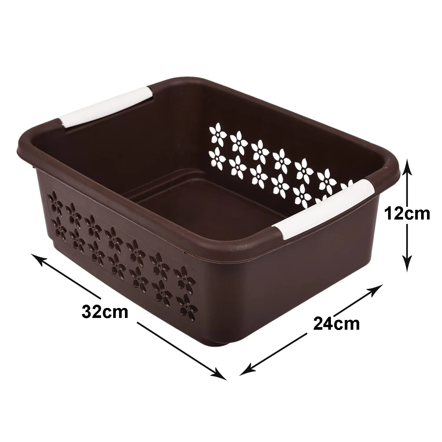 Kuber Industries Multipurpose Rectangle Shape Plastic Storage Basket for Kitchen, Fruit Basket, Office Table, Storage Organizer Small Pack of 3 (Brown)