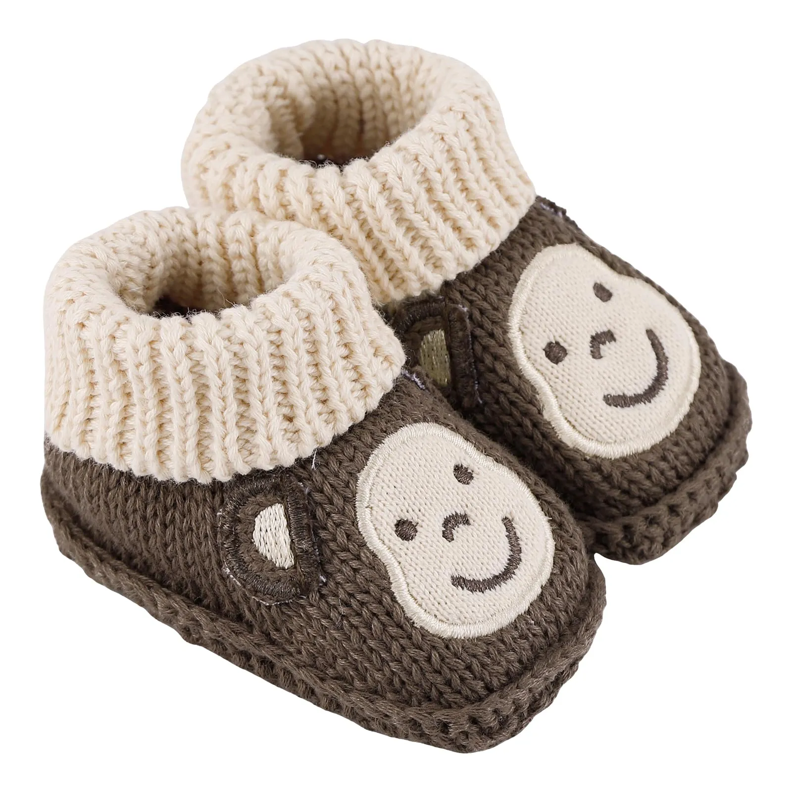 LACOFIA 2 Pairs Newborn Knitted Booties Soft Baby Boys Girls Bootees 0-3 Months Brown Monkey Blue Bear